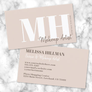 Professionelles einfaches neutrales Beige-Monogram Visitenkarte