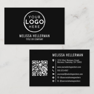Professionelles einfaches schwarzes Firmenlogo QR- Visitenkarte