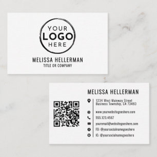 Professionelles einfaches weißes Firmenlogo QR-Cod Visitenkarte
