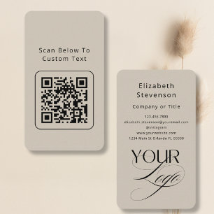 Professionelles Elegantes Beige Benutzerlogo QR-Co Visitenkarte