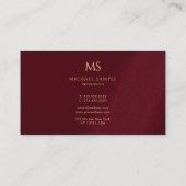 Professionelles Elegantes Gold-Text-Monogramm Init Visitenkarte (Rückseite)