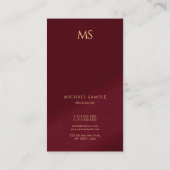 Professionelles Elegantes Gold Text Monogramm Vert Visitenkarte (Rückseite)