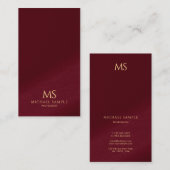 Professionelles Elegantes Gold Text Monogramm Vert Visitenkarte (Vorne/Hinten)
