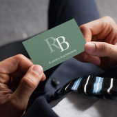 Professionelles Elegantes Grünes Monogramm QR-Code Visitenkarte