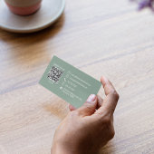 Professionelles Elegantes Grünes Monogramm QR-Code Visitenkarte