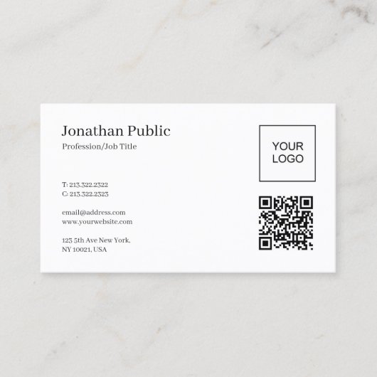 Professionelles elegantes QR-Code-Upload Firmenlog Visitenkarte (Vorderseite)