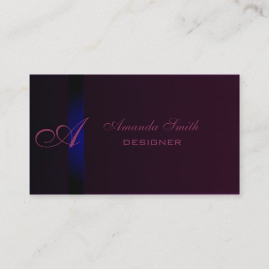 Professionelles, elegantes schlichtes Samt-Monogra Visitenkarte (Vorderseite)