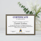 Professionelles Executive Achievement Certificate Begleitkarte (Stehend Vorderseite)