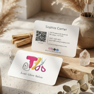 Professionelles Farb-Haarsalon-Kamm-Logo-QR-Code Visitenkarte