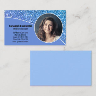 Professionelles Foto Kinderbetreuung Blau Faux Gli Visitenkarte