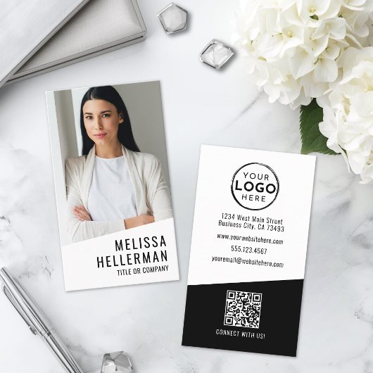 Professionelles Foto QR-Code Firmenlogo Vertikal Visitenkarte