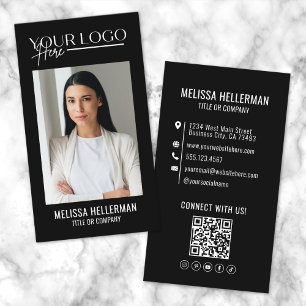 Professionelles Foto QR-Code Firmenlogo Vertikal Visitenkarte