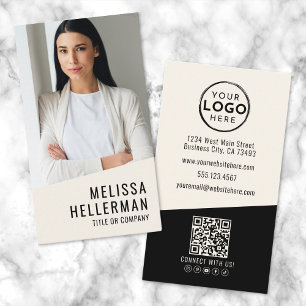 Professionelles Foto QR-Code Firmenlogo Vertikal Visitenkarte