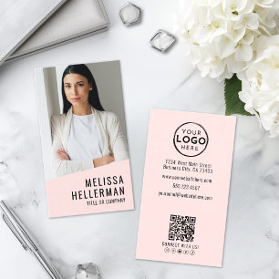 Professionelles Foto QR-Code Logo Rosa Hauch Visitenkarte