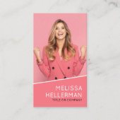 Professionelles Foto QR-Code-Logo Vertikal Pink Visitenkarte (Vorderseite)