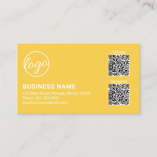 Professionelles gelbes Logo QR-Code Modern Visitenkarte (Vorderseite)
