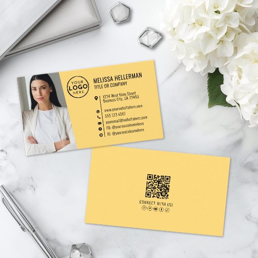 Professionelles Gelbes QR-Code-Foto-Logo Visitenkarte