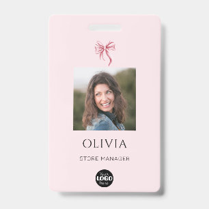 Professionelles Geschäftsfoto-Logo mit rosa Schlei Ausweis