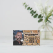 Professionelles Geschäftsfoto Steinwand & QR-Code Visitenkarte (Stehend Vorderseite)