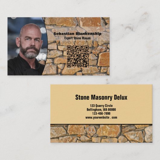 Professionelles Geschäftsfoto Steinwand & QR-Code Visitenkarte (Vorne/Hinten)