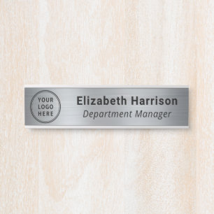 Professionelles Geschäftslogo Name Silber Türschild