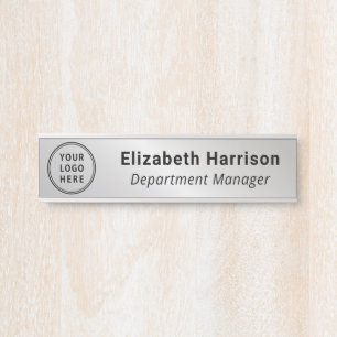 Professionelles Geschäftslogo Silber Name Türschild