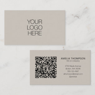 Professionelles Geschäftslogo Soft Taupe QR-Code Visitenkarte