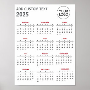 Professionelles Geschäftslogo und Text 2025 Kalend Poster