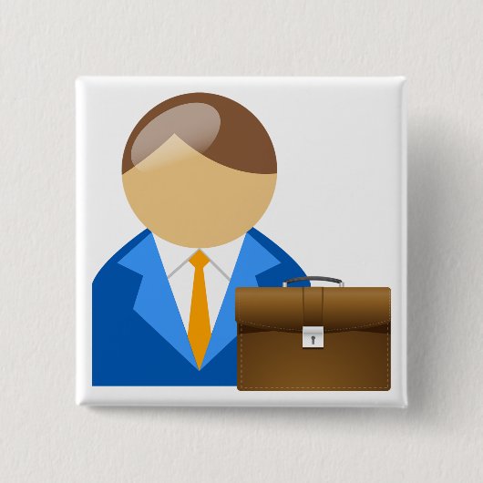 Professionelles Geschäftsmann-Symbol mit Aktentasc Button (Vorderseite)