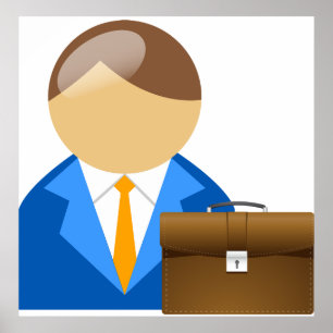 Professionelles Geschäftsmann-Symbol mit Aktentasc Poster