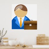 Professionelles Geschäftsmann-Symbol mit Aktentasc Poster (Küche)
