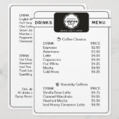Professionelles Getränkemenü für Coffeeshops mit i Menükarte (Vorne/Hinten)