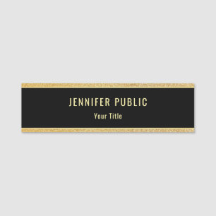 Professionelles Gold-Glitter Elegantes Schwarz Tem Namensschild