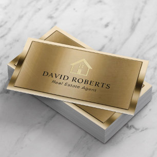 Professionelles Gold-Haus-Logo Immobilienmakler Visitenkarte