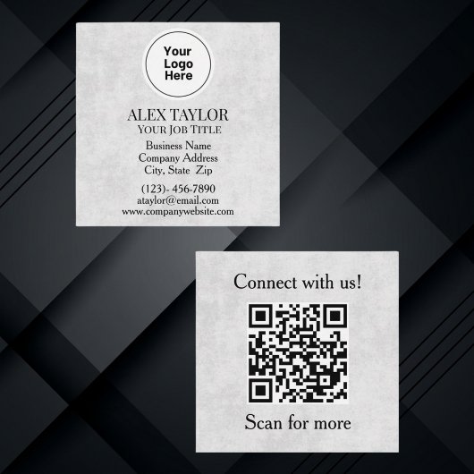 Professionelles graues Executive-Logo QR-Code Quadratische Visitenkarte
