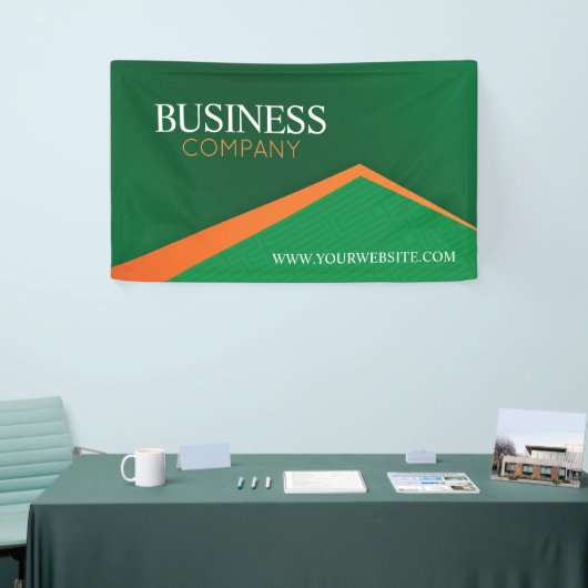 Professionelles Grün mit orangem Streifen Geschäft Banner (Messeveranstaltung)