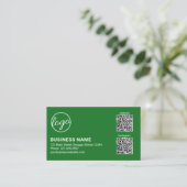 Professionelles grünes Logo QR-Code Modern Visitenkarte (Stehend Vorderseite)
