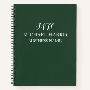 Professionelles grünes Monogramm Anfangsbuchstabe Notizblock