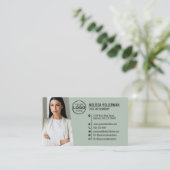 Professionelles grünes QR-Code-Foto-Logo Visitenkarte (Stehend Vorderseite)