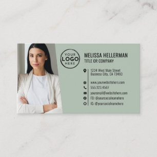 Professionelles grünes QR-Code-Foto-Logo Visitenkarte