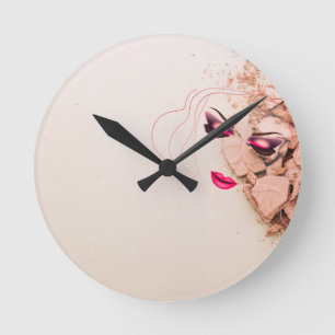 Professionelles Haar- und Make-up-Salon Runde Wanduhr
