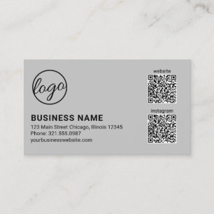 Professionelles hellgraues Logo-QR-Code Modern Visitenkarte
