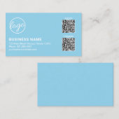 Professionelles Himmelblau-Logo QR-Code Modern Visitenkarte (Vorne/Hinten)