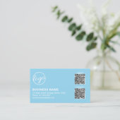 Professionelles Himmelblau-Logo QR-Code Modern Visitenkarte (Stehend Vorderseite)