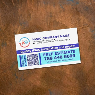 Professionelles HVAC-Firmenlogo & QR-Code & Slogan Magnetische Visitenkarte