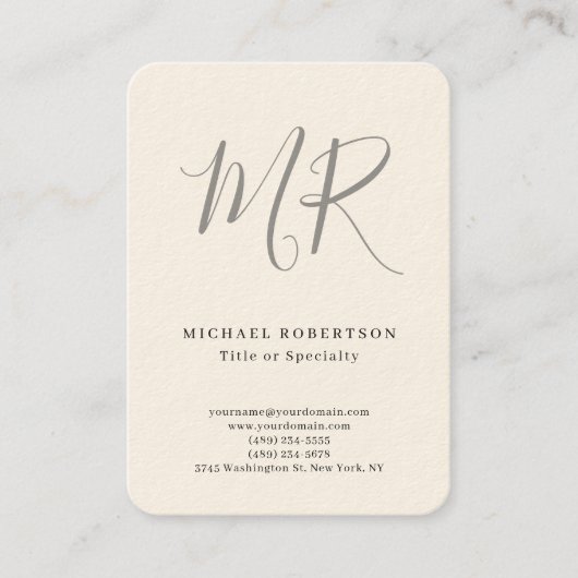 Professionelles klassisches Monogramm-Minimalist e Visitenkarte (Vorderseite)