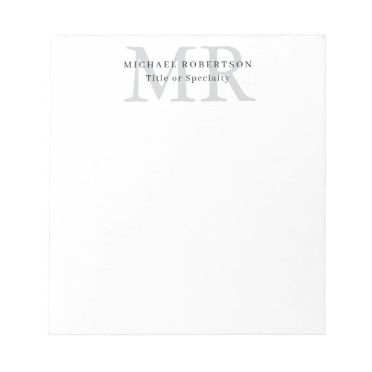 Professionelles klassisches Monogramm-Minimalist P Notizblock (Vorderseite)