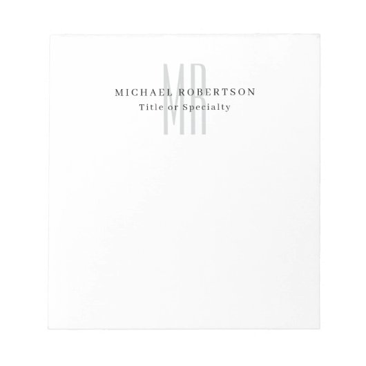 Professionelles klassisches Monogramm-Minimalist P Notizblock (Vorderseite)