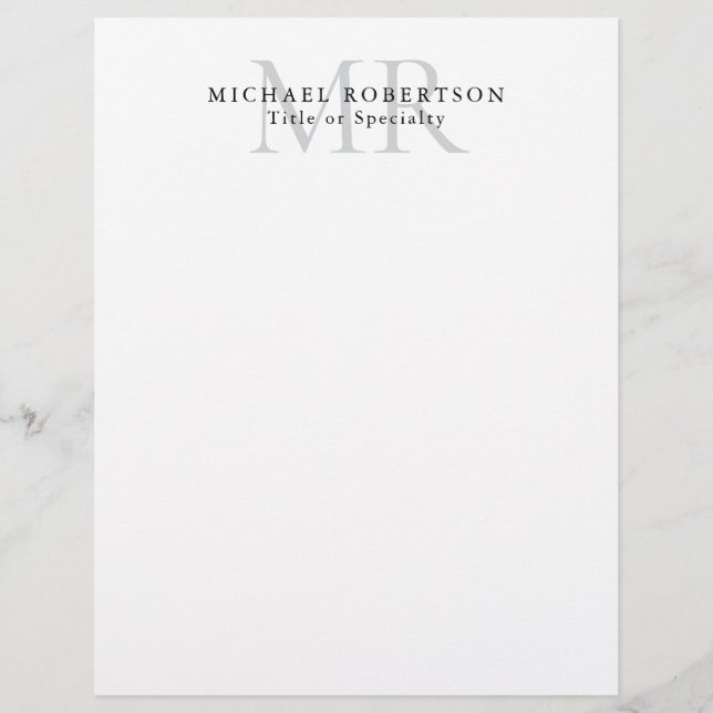Professionelles klassisches Monogramm Minimalistis Briefbogen (Vorderseite)