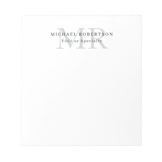 Professionelles klassisches Monogramm minimalistis Notizblock (Vorderseite)
